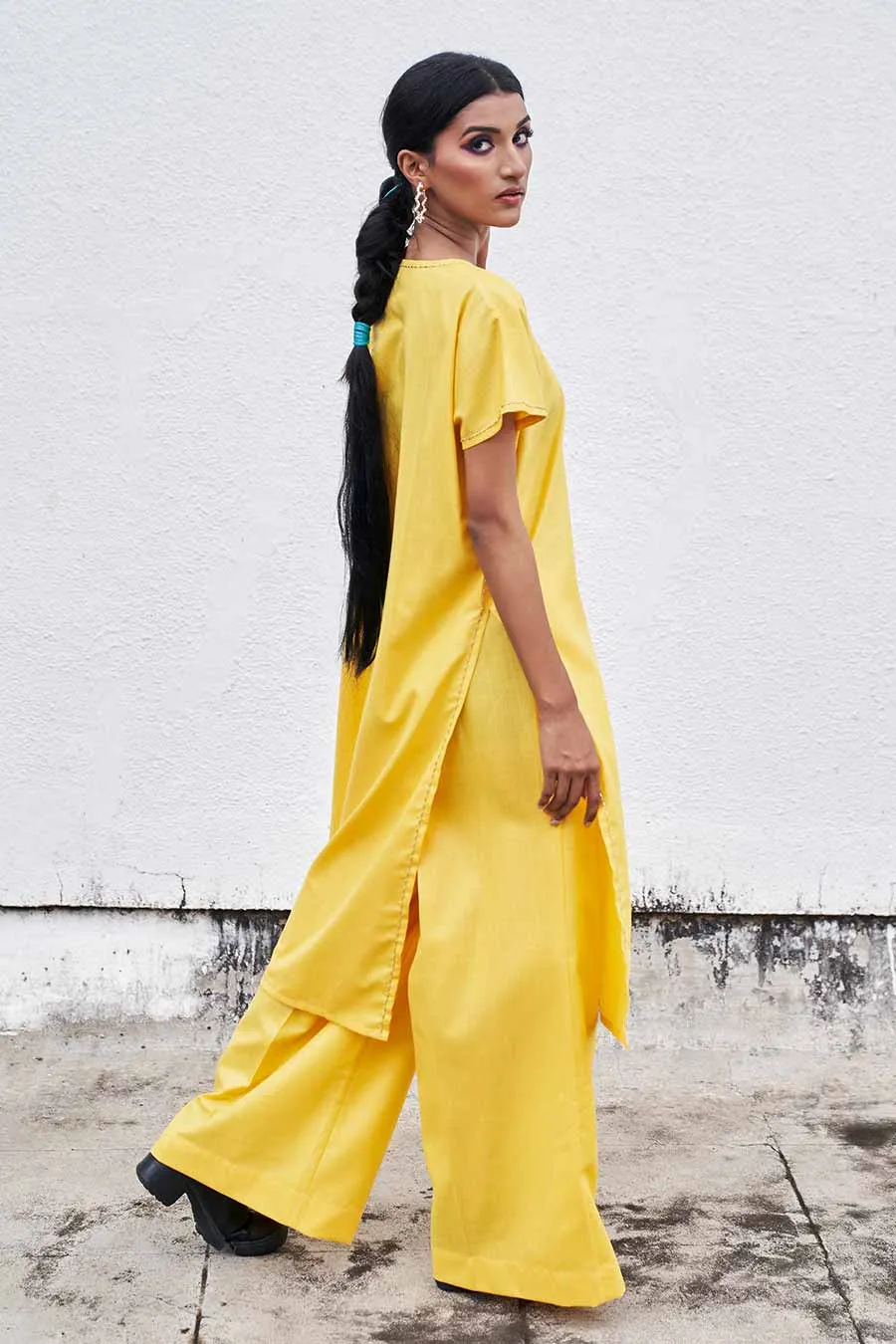 Yellow Loose Kurta & Pant Set