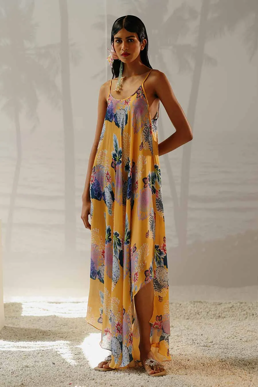 Yellow Printed Beach Dress