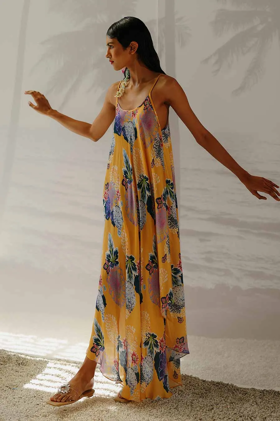 Yellow Printed Beach Dress