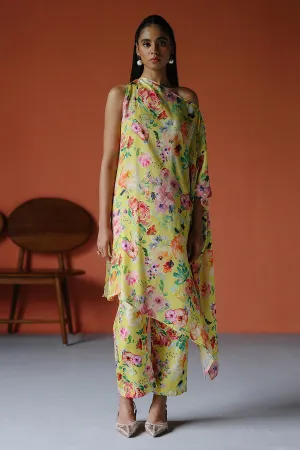 Yellow Printed Olivia Tunic & Pant Co-Ord Set