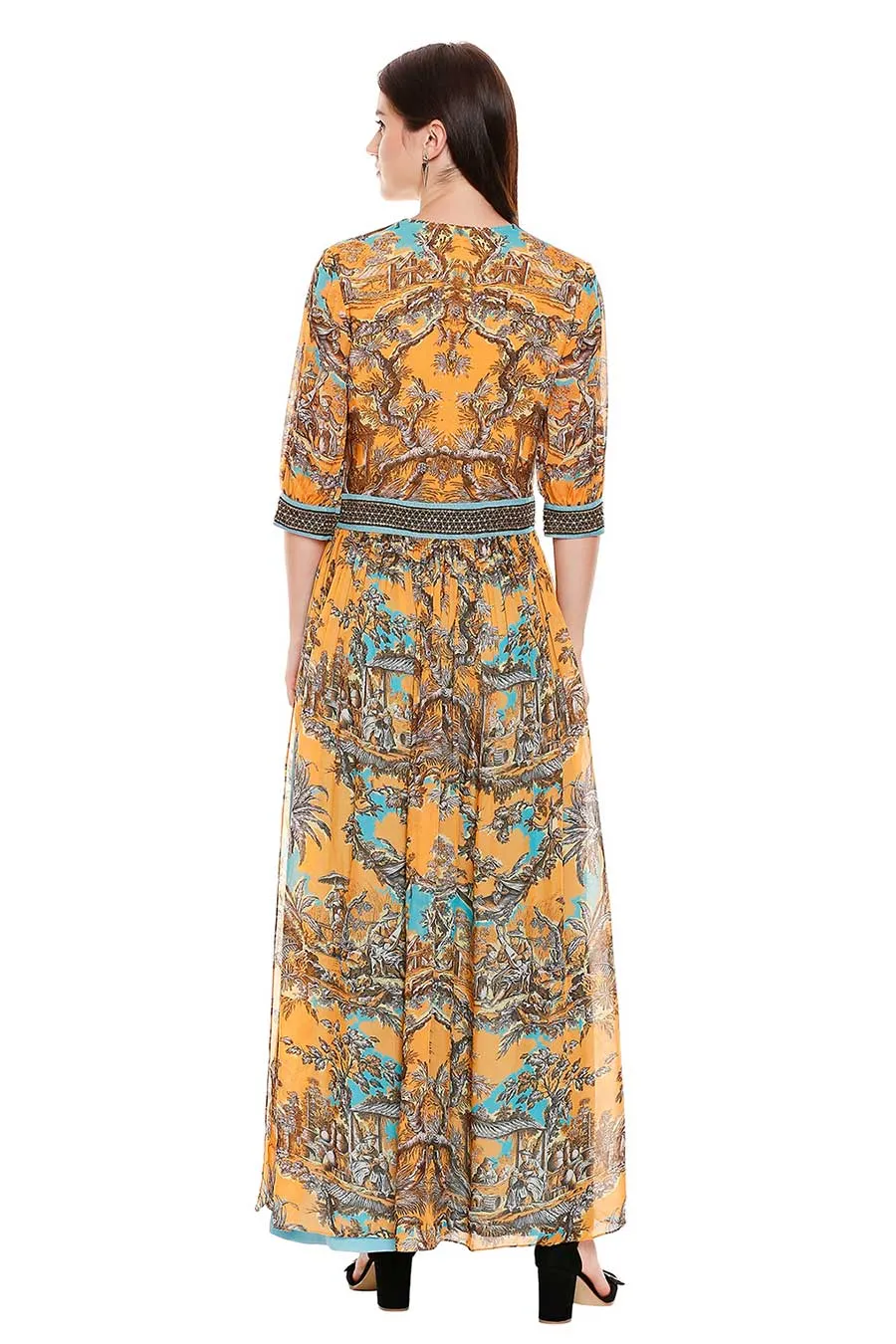 Yellow Printed Overlap Kurta & Pant Set