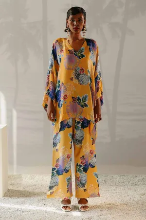 Yellow Printed Zoey Top & Pant Co-Ord Set