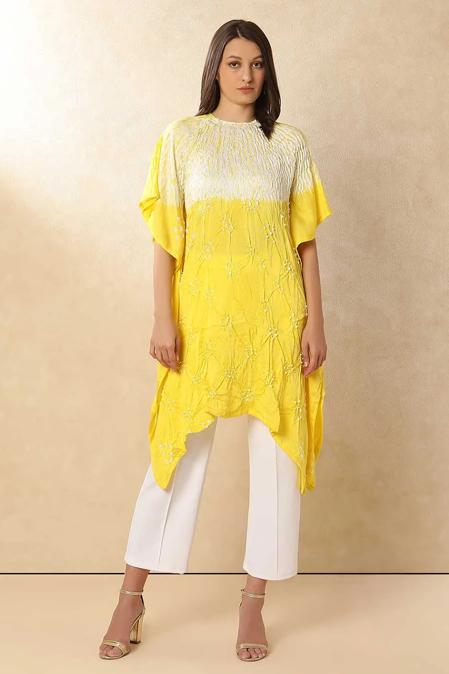 Yellow Shibori Adaa Kaftan