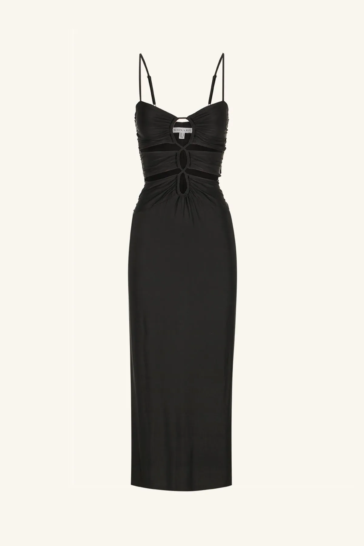 YVETTE LACE UP RUCHED MIDI DRESS