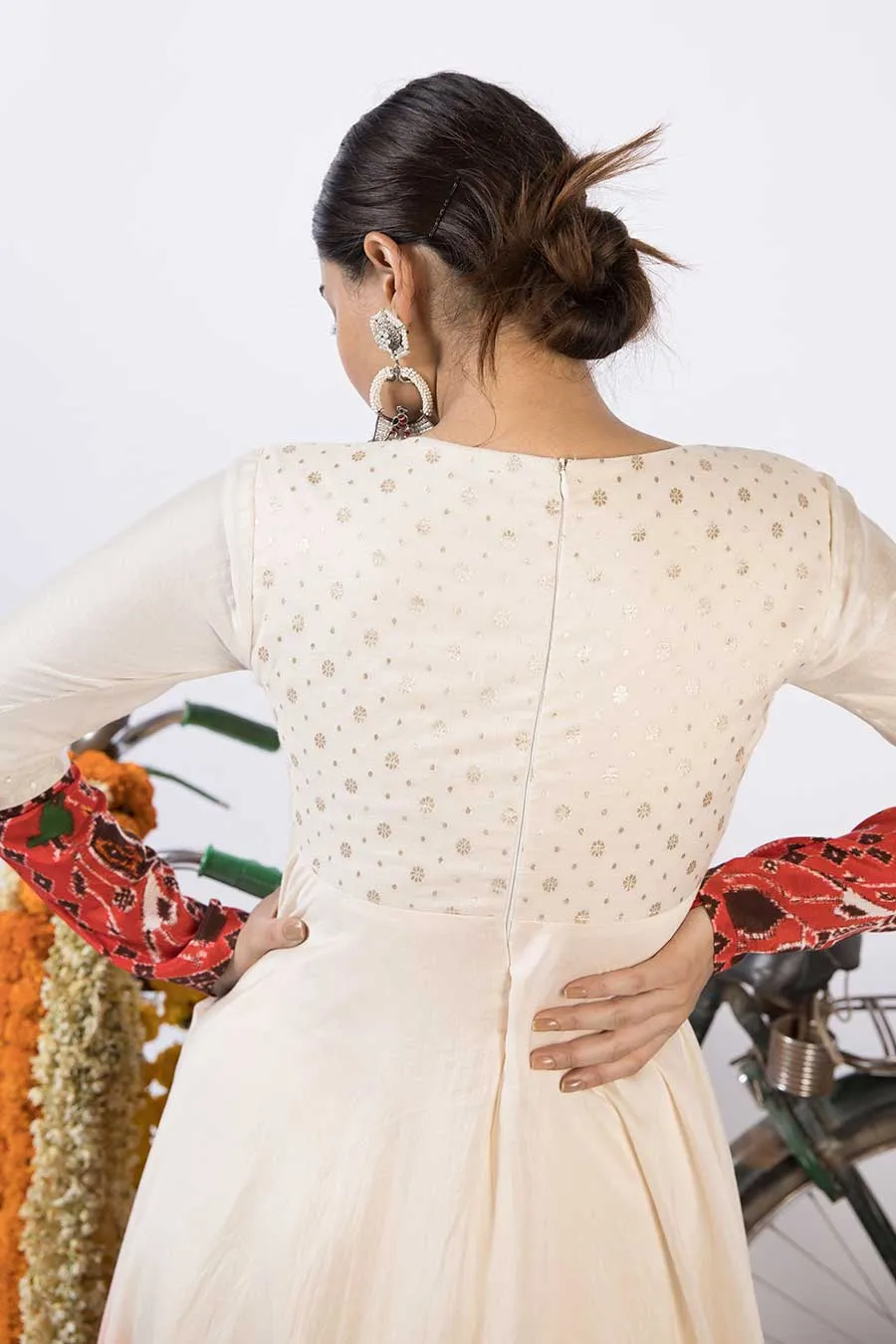Zaheen - Red Ombre Chanderi Anarkali & Dupatta Set