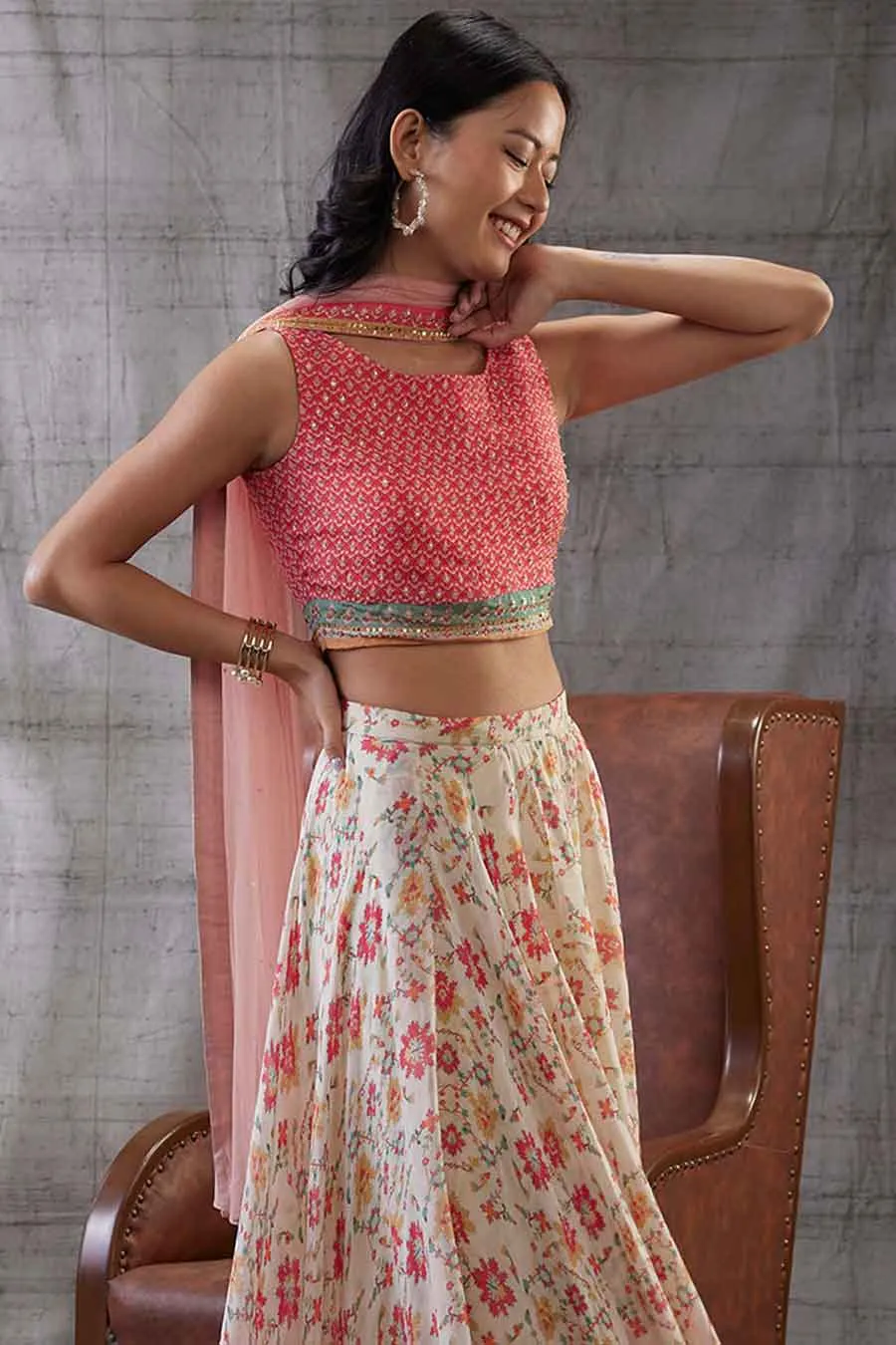 Zahra Embroidered Lehenga Set With Dupatta