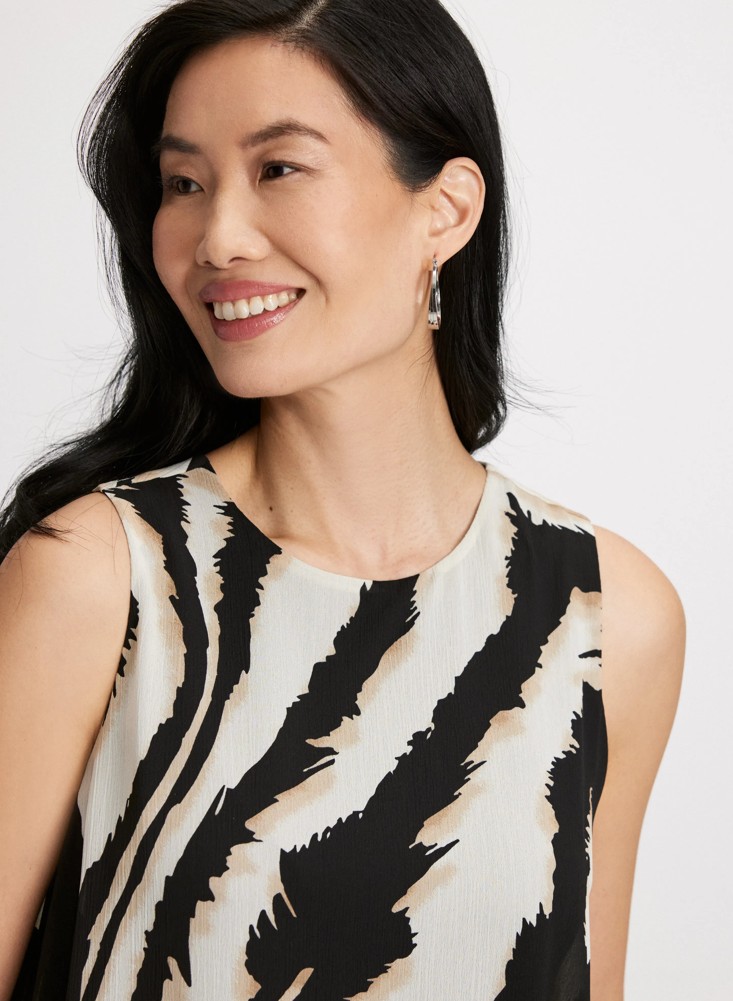 Zebra Print Asymmetric Blouse