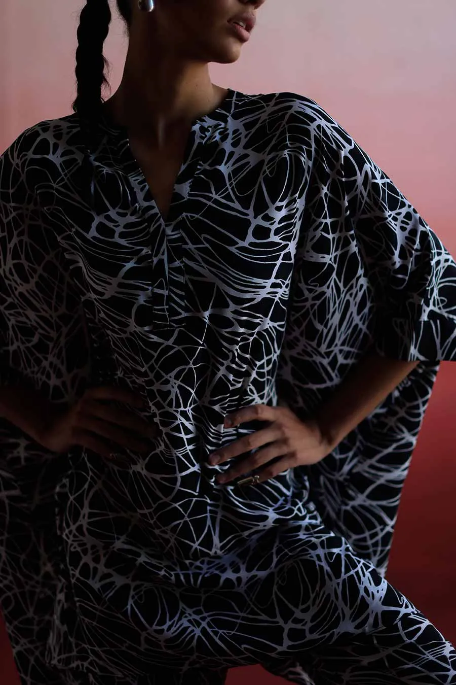 ZHEN - Short Kaftan & Pant Co-Ord Set